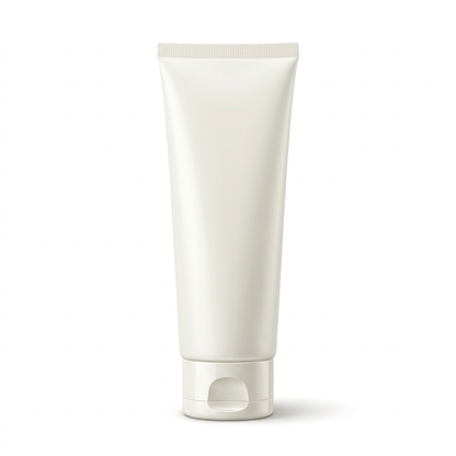 Unbranded ivory-white facial cleanser tube on a white background