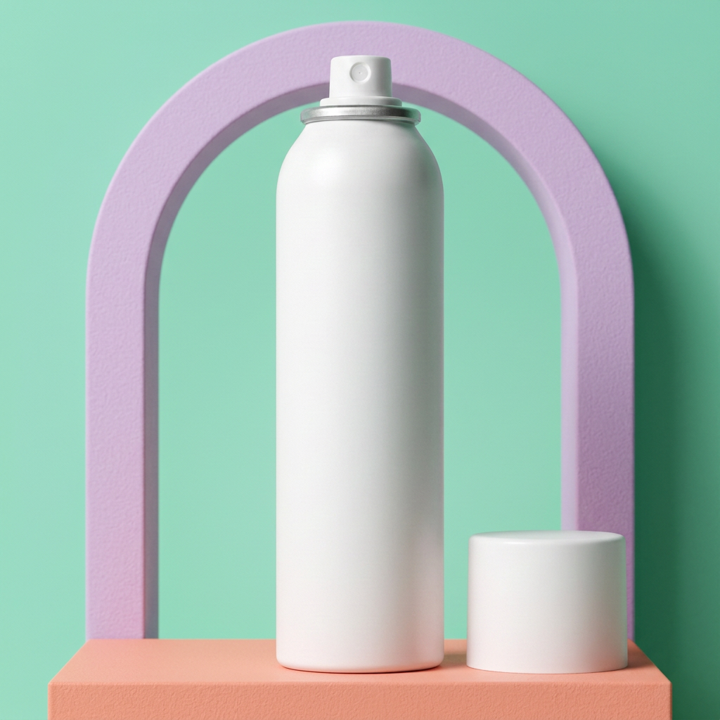 White facial mist can with peach mint and lavender styling
