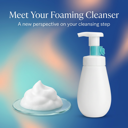 Meet Your Foaming Cleanser detail graphic with illustrative foam
