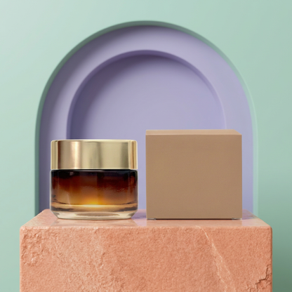 Retinol cream jar with coral mint and lavender styling